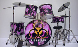 Biohazard drum set miniature, Scaleton scary drum set