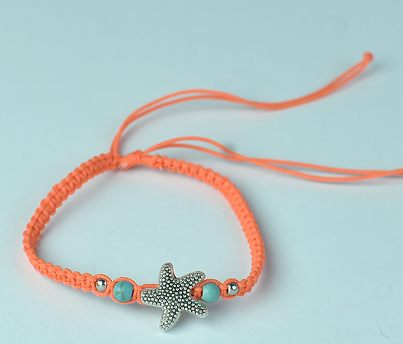 supplier handicrafts bracelet silver star charms with braided cord from Bali Indonesia