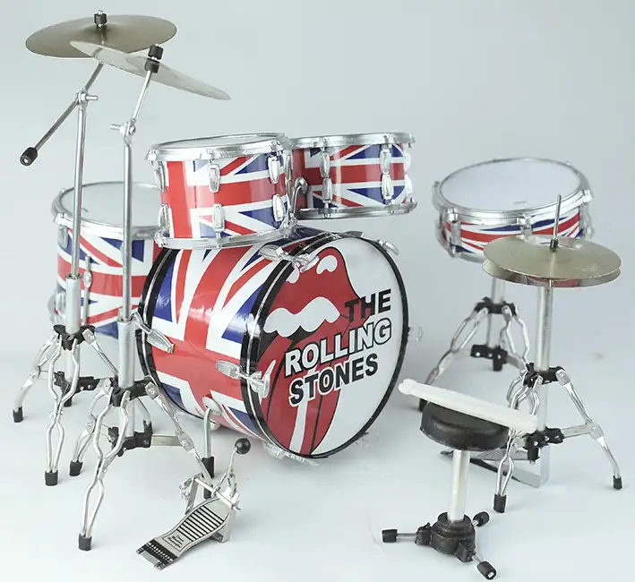 miniature drum kit replica The Rolling Stones handmade from Bali Indonesia