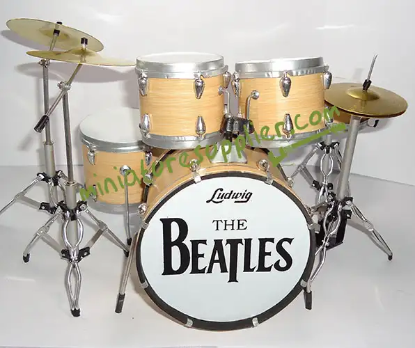 supplier and wholesale miniature drum set replica The Beatles wood natural color