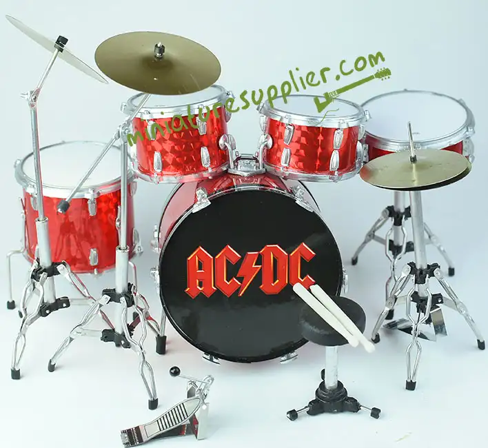 supplier and wholesale miniature drum set replica ACDC red hologram color