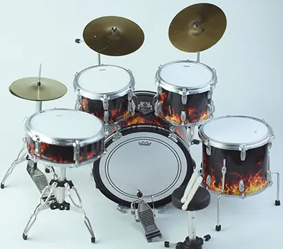 Wholesale miniature drum set Metallica flame skin drums 