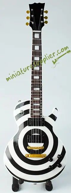 Miniature guitar replica Zakk Wylde Bulleye black white