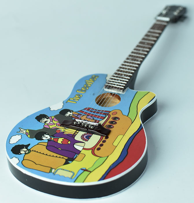 supplier miniature guitar acoustic Beatles Yellow Submarine, handmade miniature acoustic guitar replica