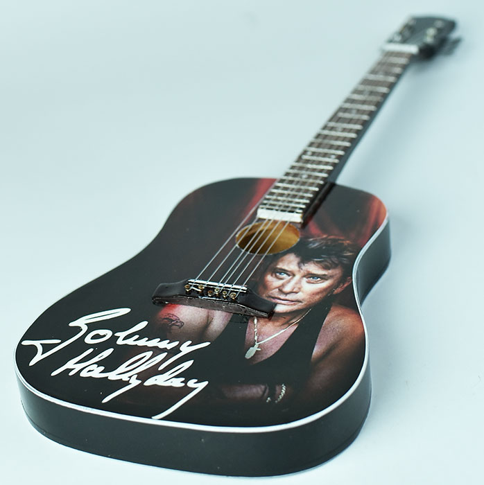 supplier miniature guitar acoustic Kempo Karate Johnny Hallyday, handmade miniature acoustic guitar replica