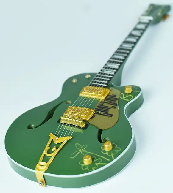Signature U2 Bono green gold color miniature guitar for sale
