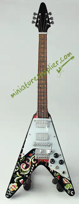 Miniature electric guitar miniature Psychedelic Jimi Hendrix flying V