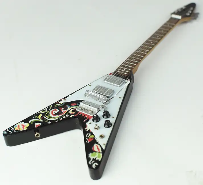 wholesale Miniature guitar Psychedelic Jimi Hendrix flying V from Bali Indonesia