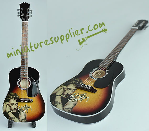 Replica miniature guitar acoustic Johnny Hallyday