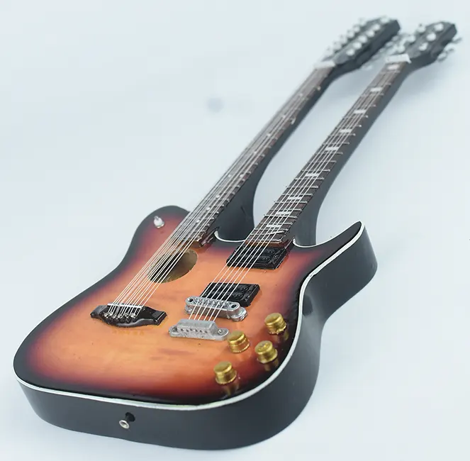 supplier miniature guitar acoustic Slash double neck handmade miniature acoustic guitar replica