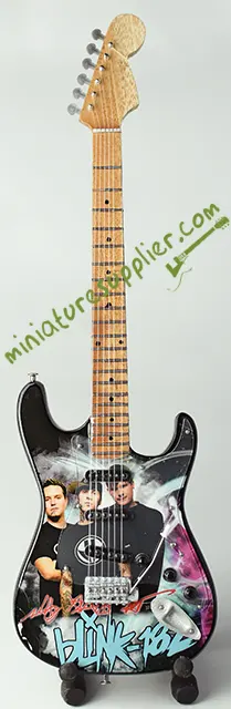 Miniature guitar replica Blink 182 nice for display collectibles for music lover