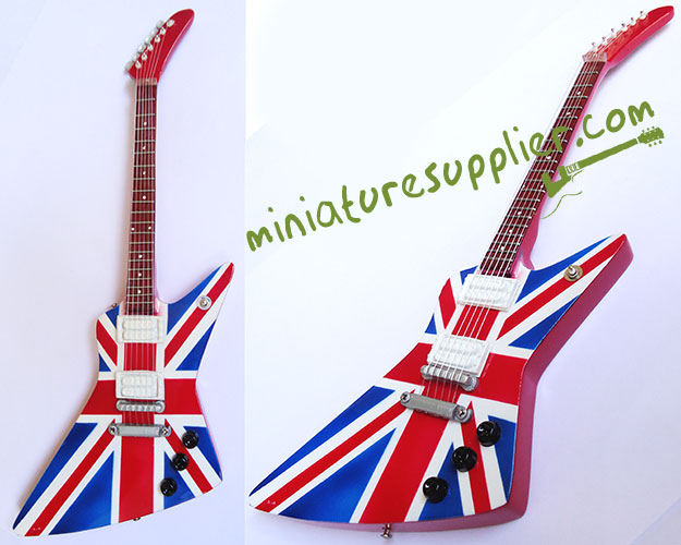 Miniature Guitar replica Explorer British Flag