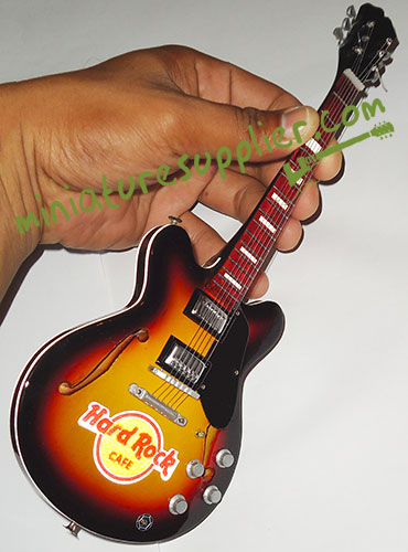 Miniature electric guitar Hard Rock cafe, sunburst color