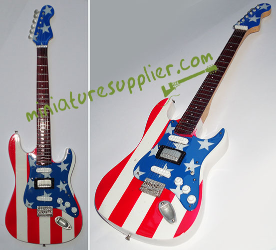 Miniature guitar replica Wayne Kramer USA flag