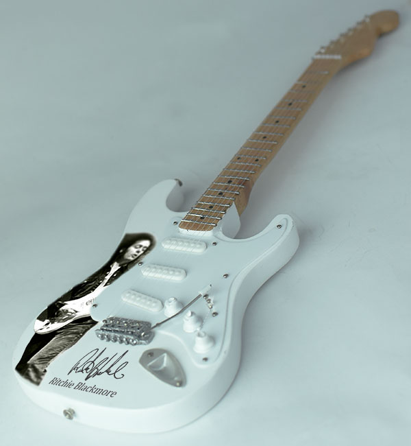 Ritchie Blackmore white strat, Deep Purple miniature guitar for sale
