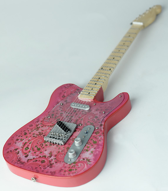 James Burton Paisley pink guitar miniature perfect for display collection