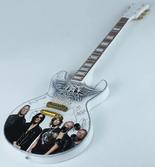 Aerosmith with signature guitar miniature white color perfect for display collection