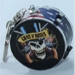 Keyring Drum Guns n Roses, American Skull hat logo