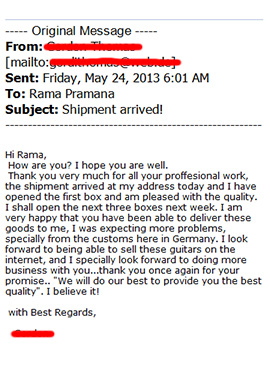 Miniature guitar replica testimonial