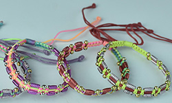 letaher bracelet with bead ornament, mecrame summer beach bracelet in mix color