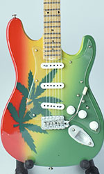 Miniature guitar replica Bob Marley Mariyuana leaf