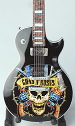 miniature guitar airbrush Guns N Roses Skull logos